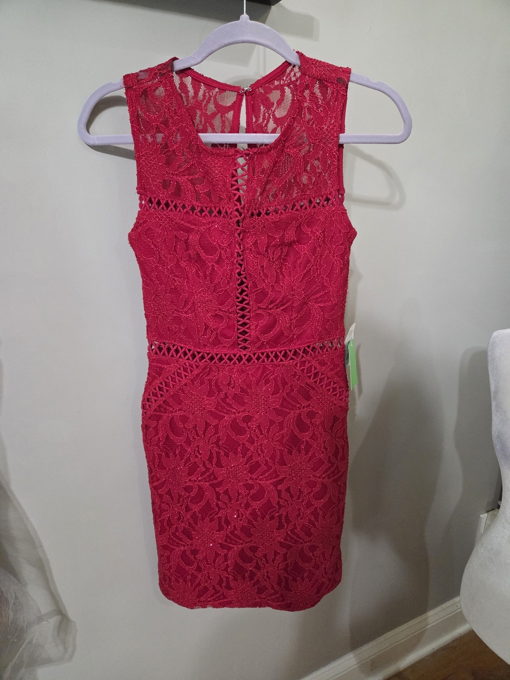 Jodi Kristopher Red Lace Sleeveless Sheath Dress